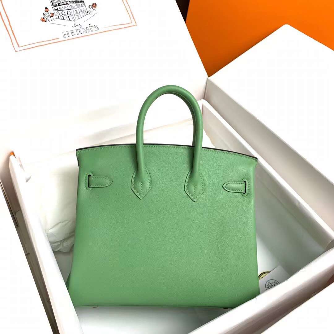 Hermes Birkin 25CM Swift Leather Handbag Apple Green